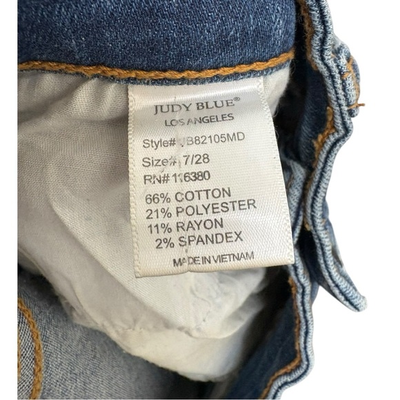 Judy Blue Straight Fit Distressed Stretch Denim Jeans Size 28 - Picture 9 of 9